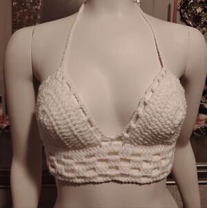 White Crochet Halter Bralette